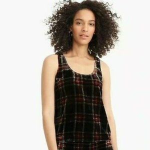 J Crew Velvet Tank Top Womens 8 Stewart Tartan Plaid Sleeveless Christmas NWT